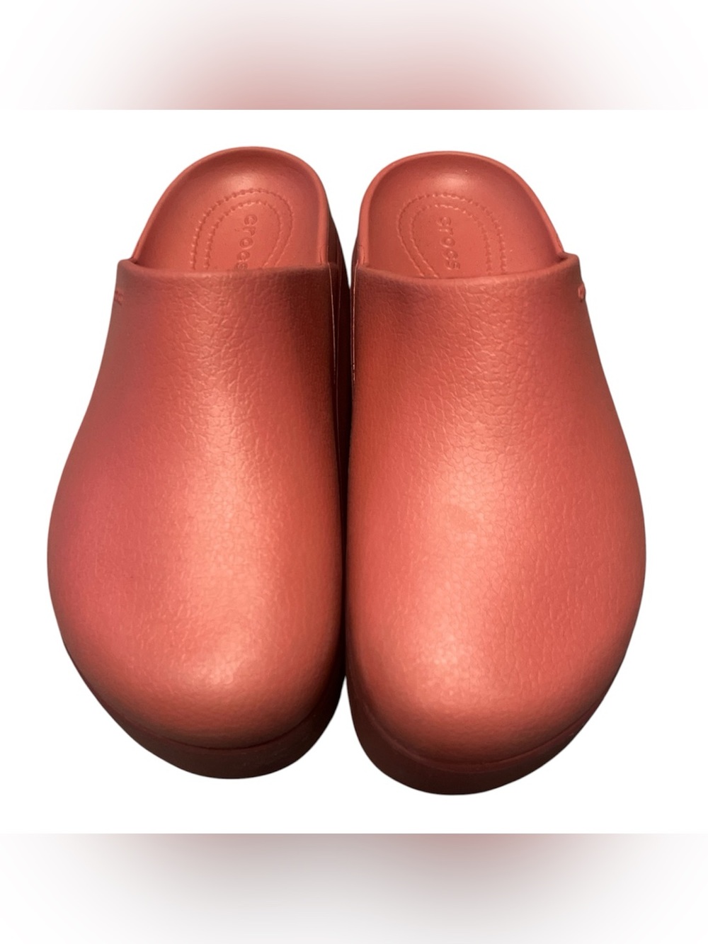 CROCS Women’s Slip-On Clog Mule in Coral Red-Orange